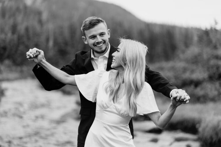 A happy couple during their Lake Mitchell Elopement