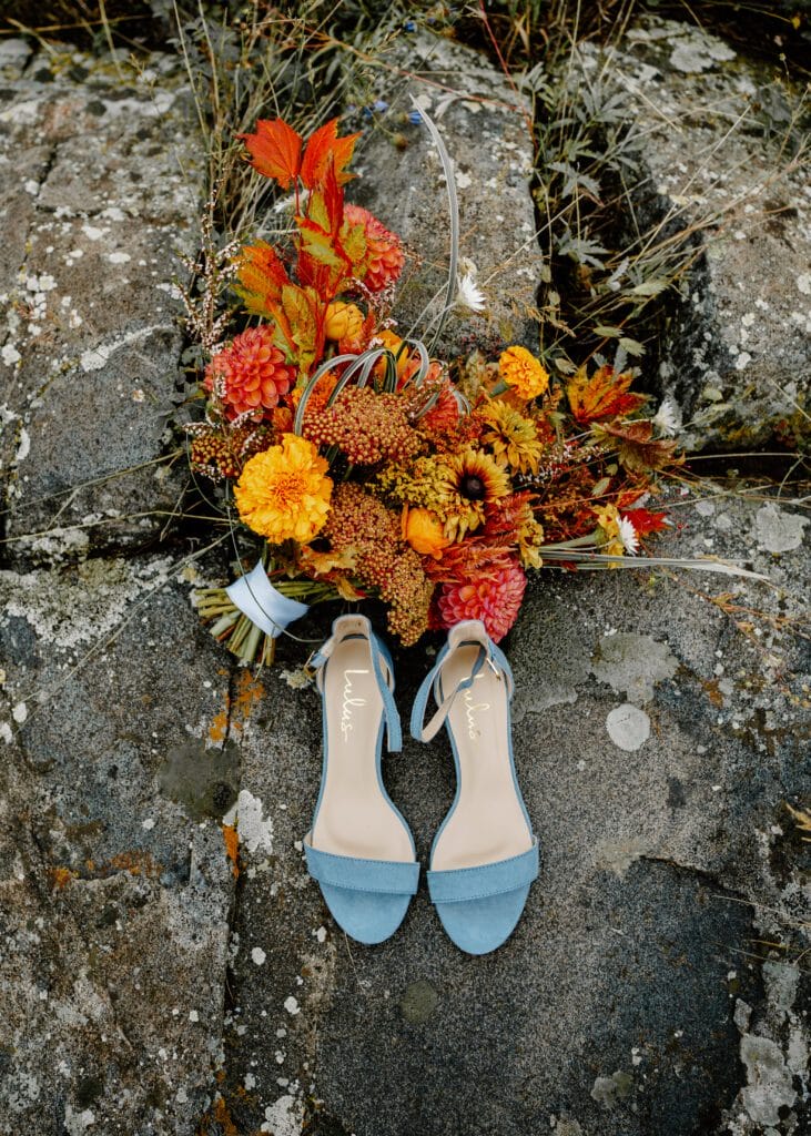 brides details at her mountaintop elopement in colorado