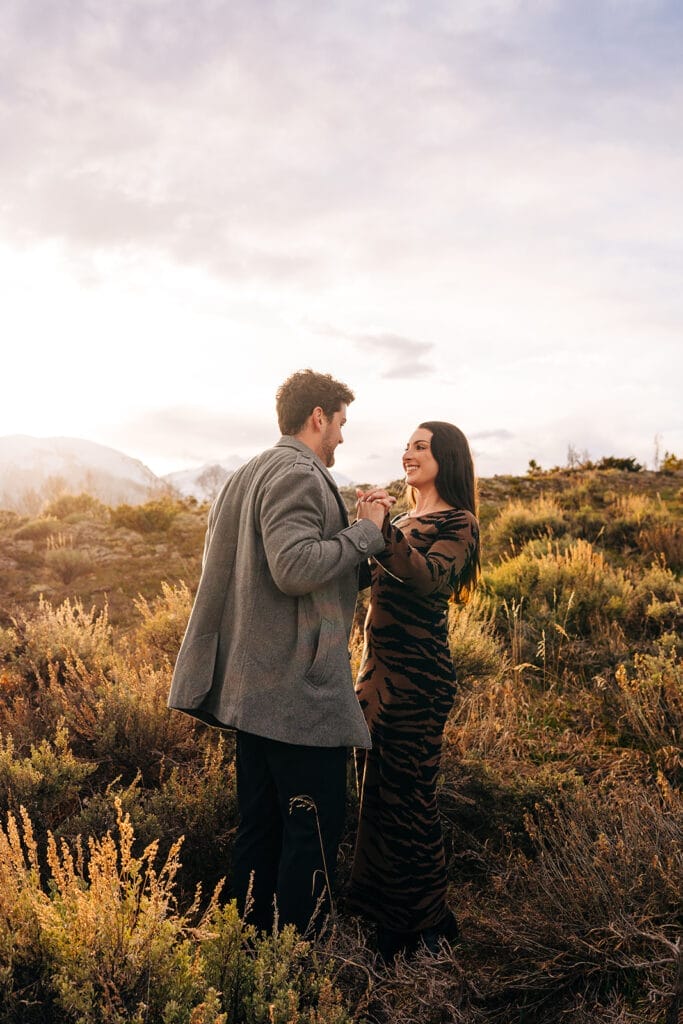 couple dancing during sunset at Sapphire Point Overlook
